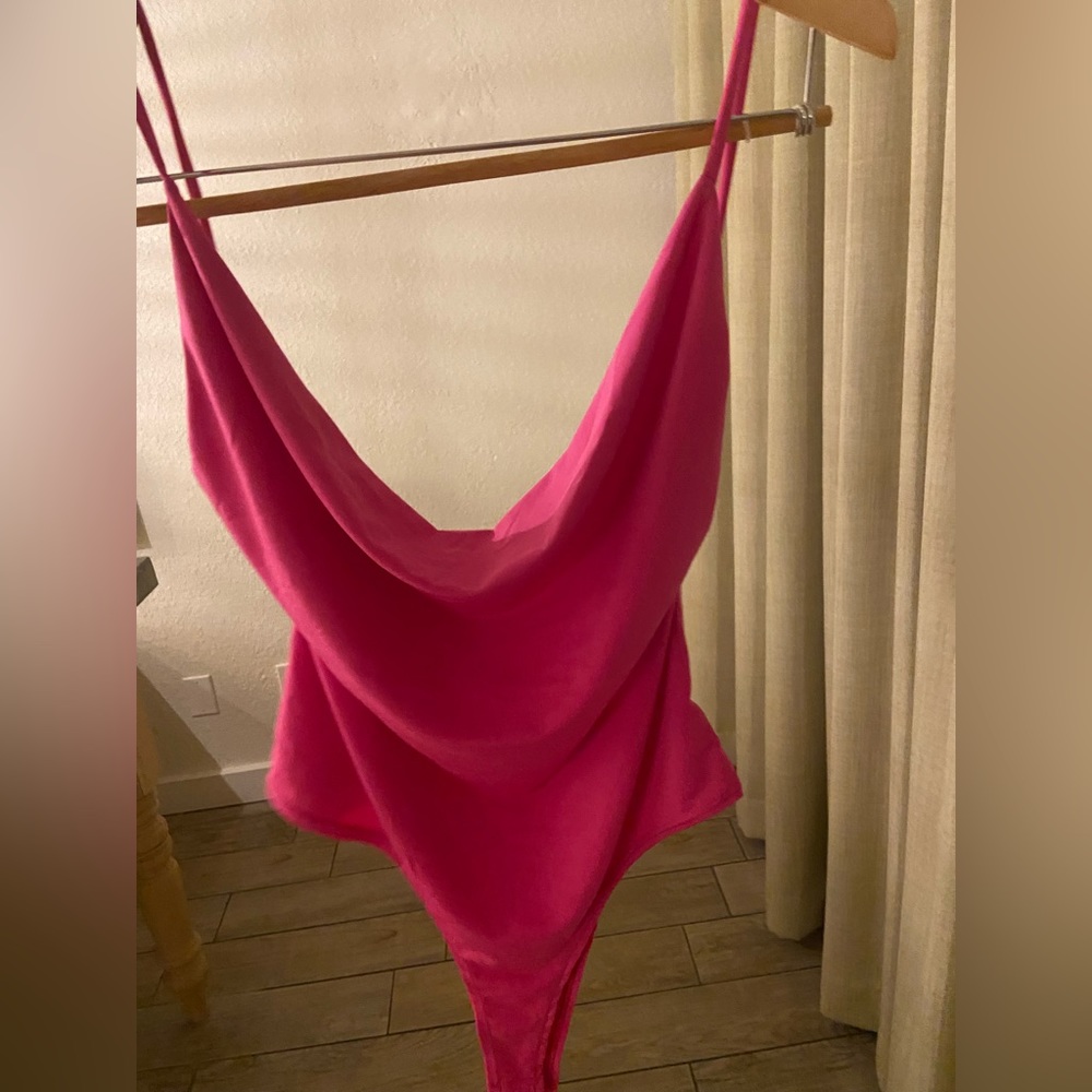 Pink silk bodysuit